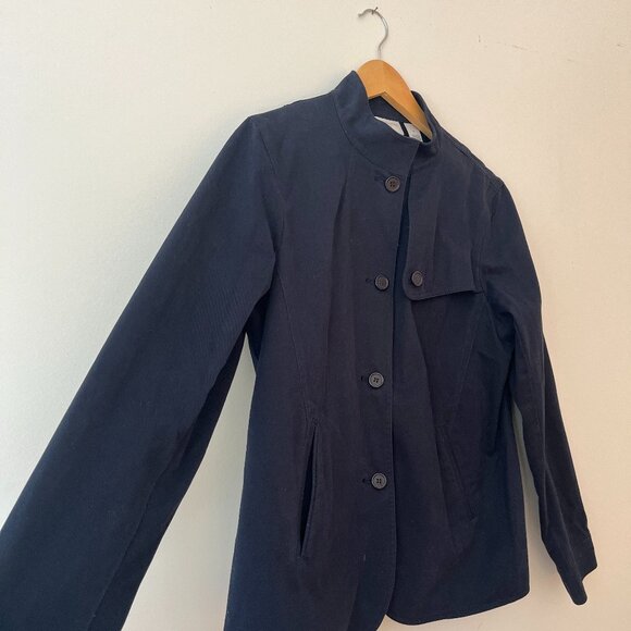 Liz Claiborne High Neck Navy Canvas Jacket - Picture 2 of 10